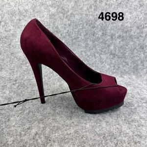 Forever 21 Womens Size 8.5 Heels Wine Faux Suede Peep Toe Platform Stilleto New